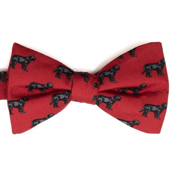 Saddlebred Adjustable Pre-tied 100% Silk Red Dog Print Bowtie - Picture 1 of 6